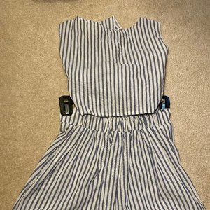 SheIn Blue And White Striped Two Piece